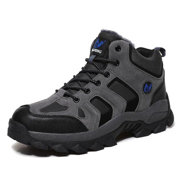 Bottes d'hiver en cuir pour hommes Fourrure Super chaudes Bottes de neige Hommes Chaussures de travail d'hiver décontractées Bottes en caoutchouc montantes Hiver Chaud Plein air Marche Lacets Antidérapantes Respirantes Bottines