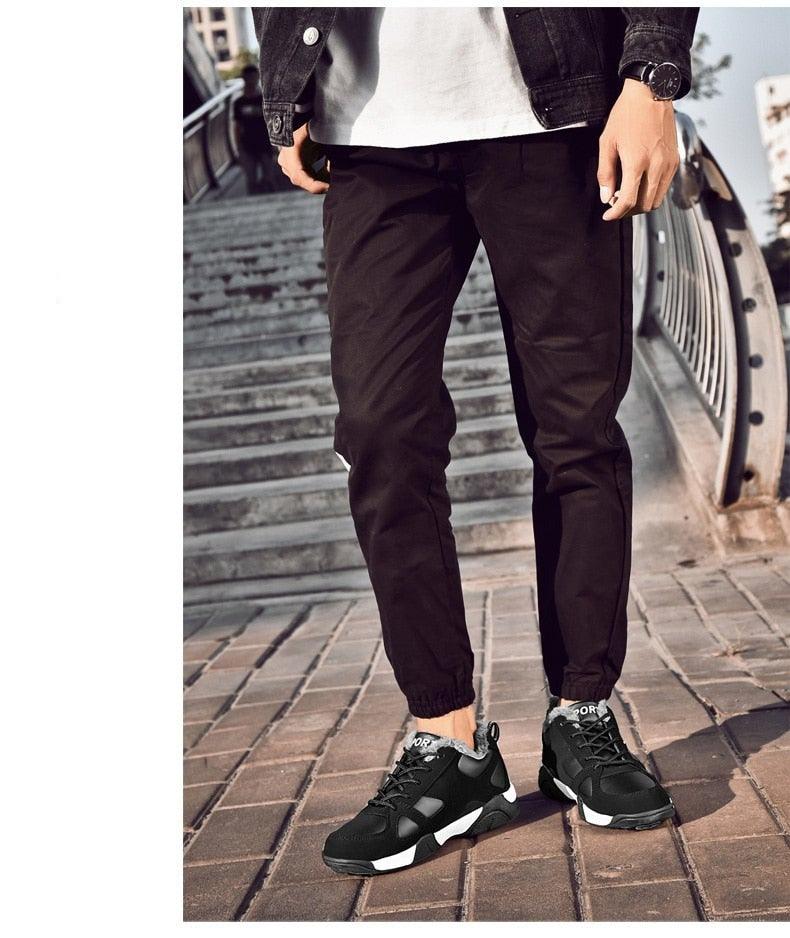 Baskets en cuir d'hiver imperméables et chaudes pour hommes Chaussures de travail décontractées pour hommes Baskets de marche classiques, légères, souples et modernes en cuir à lacets antidérapantes pour l'automne