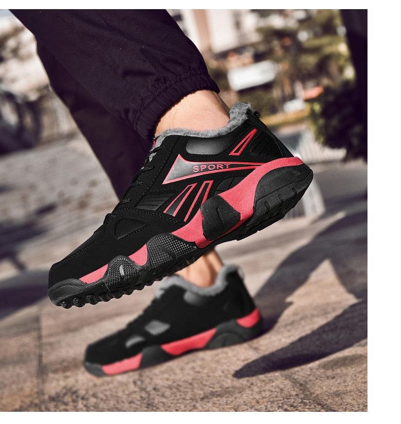 Baskets en cuir d'hiver imperméables et chaudes pour hommes Chaussures de travail décontractées pour hommes Baskets de marche classiques, légères, souples et modernes en cuir à lacets antidérapantes pour l'automne