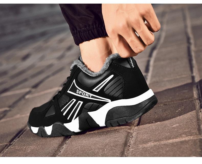 Baskets en cuir d'hiver imperméables et chaudes pour hommes Chaussures de travail décontractées pour hommes Baskets de marche classiques, légères, souples et modernes en cuir à lacets antidérapantes pour l'automne