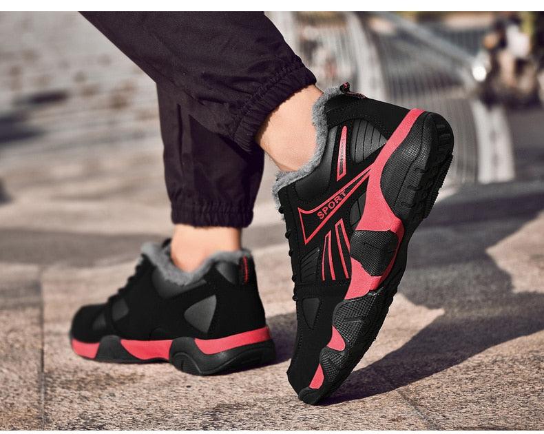 Baskets en cuir d'hiver imperméables et chaudes pour hommes Chaussures de travail décontractées pour hommes Baskets de marche classiques, légères, souples et modernes en cuir à lacets antidérapantes pour l'automne