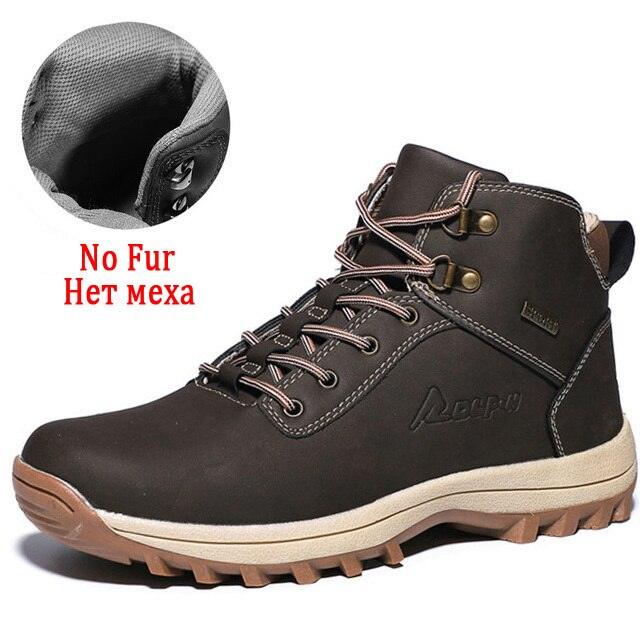 Bottes d'hiver pour hommes, chaudes et fourrées, imperméables, courtes, en cuir, pour la randonnée. Bottes d'hiver imperméables pour hommes, chaussures par temps froid.