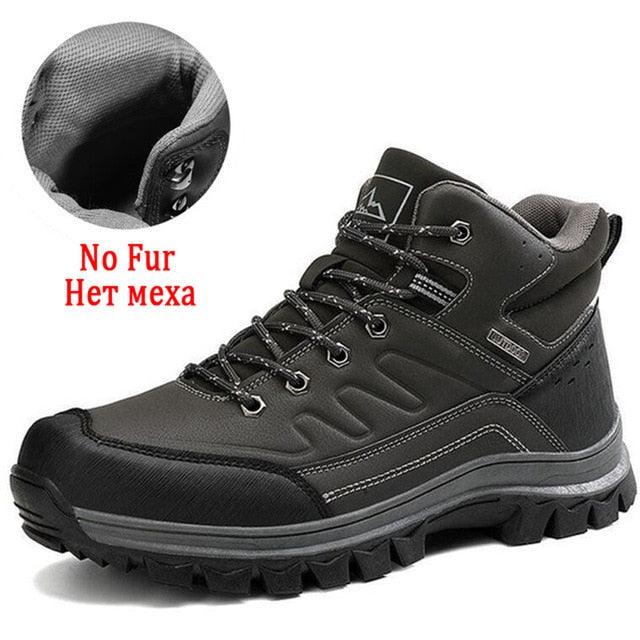 Bottes d'hiver pour hommes, chaudes et fourrées, imperméables, courtes, en cuir, pour la randonnée. Bottes d'hiver imperméables pour hommes, chaussures par temps froid.