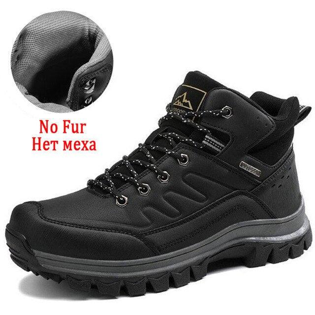 Bottes d'hiver pour hommes, chaudes et fourrées, imperméables, courtes, en cuir, pour la randonnée. Bottes d'hiver imperméables pour hommes, chaussures par temps froid.