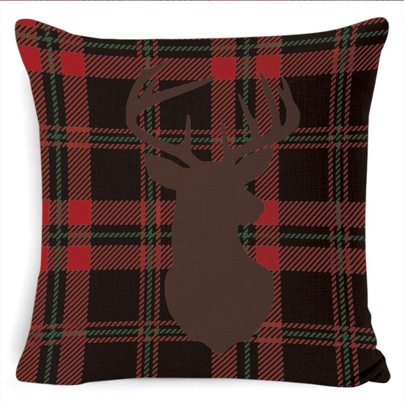Housse de coussin de Noël d'hiver Joyeux Noël Housse de coussin de Père Noël rouge Housse de coussin de Noël à carreaux rouges Housse de coussin texte Flocons de neige Arbre de Noël