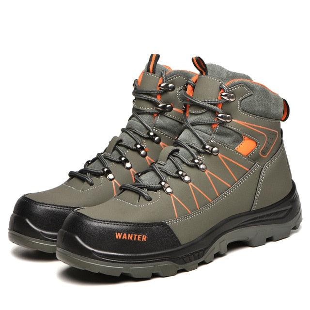 Chaussures de sécurité d'hiver imperméables pour hommes Bottes d'extérieur chaudes imperméables antidérapantes Bottines de neige épaisses en peluche en caoutchouc Bottes de neige d'extérieur Chaussures de camping d'hiver durables par temps froid