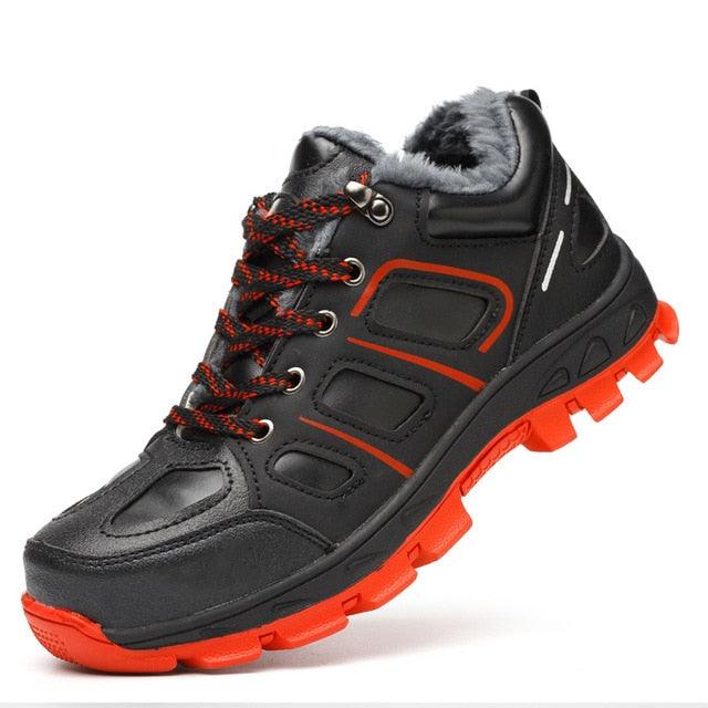 Chaussures de sécurité d'hiver imperméables pour hommes Bottes d'extérieur chaudes imperméables antidérapantes Bottines de neige épaisses en peluche en caoutchouc Bottes de neige d'extérieur Chaussures de camping d'hiver durables par temps froid