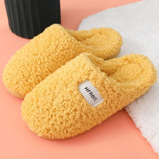 Chaussons d'intérieur en coton à poils courts d'hiver pour femmes, chaussures de sol d'intérieur, pantoufles de maison plates et chaudes pour couples avec mousse à mémoire de forme et chaussures chaudes confortables