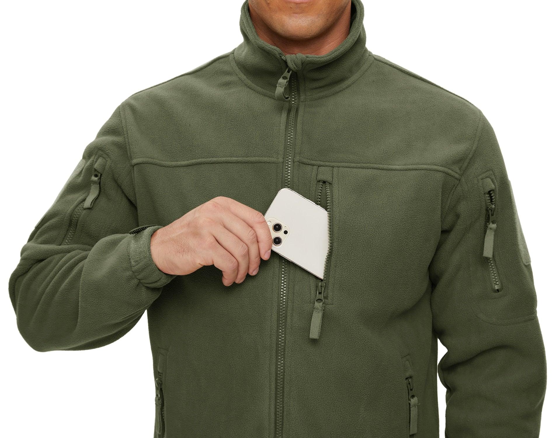 Veste tactique en polaire d'hiver pour homme, design unique, veste de travail thermique d'hiver pour homme, manteaux de sécurité chauds thermiques pour la pêche et le travail, manteau polaire doux d'hiver avec plusieurs poches