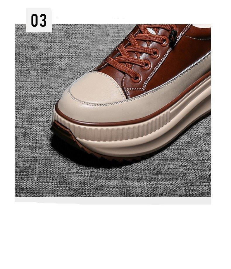 Baskets d'hiver chaudes et décontractées pour femmes, chaussures vulcanisées, bottes à plateforme haute, lacets, baskets montantes en cuir, chaussures de sport à semelle épaisse et à plateforme de 7 cm pour la marche.