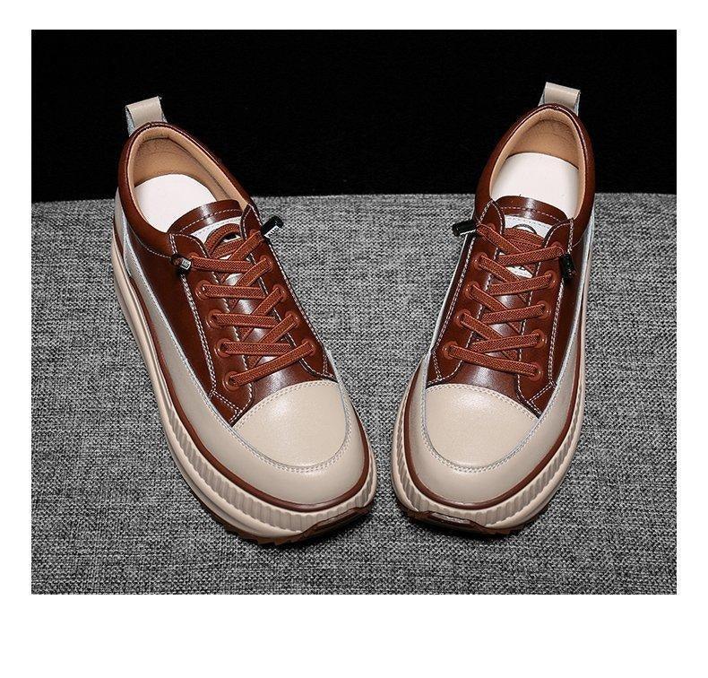 Baskets d'hiver chaudes et décontractées pour femmes, chaussures vulcanisées, bottes à plateforme haute, lacets, baskets montantes en cuir, chaussures de sport à semelle épaisse et à plateforme de 7 cm pour la marche.