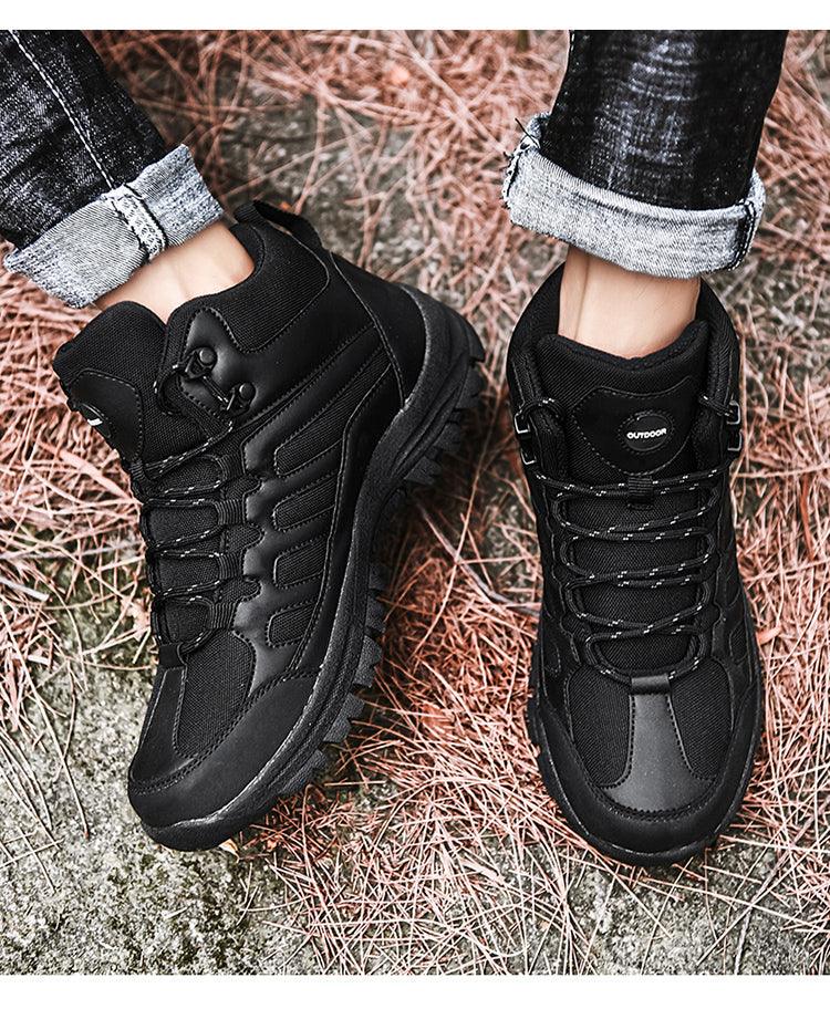 Chaussures de marche hiver homme, bottes de randonnée d'extérieur, chaussures d'hiver décontractées de travail, bottines en caoutchouc, chaussures de camping respirantes et résistantes à l'eau, chaussures de marche antidérapantes pour homme.