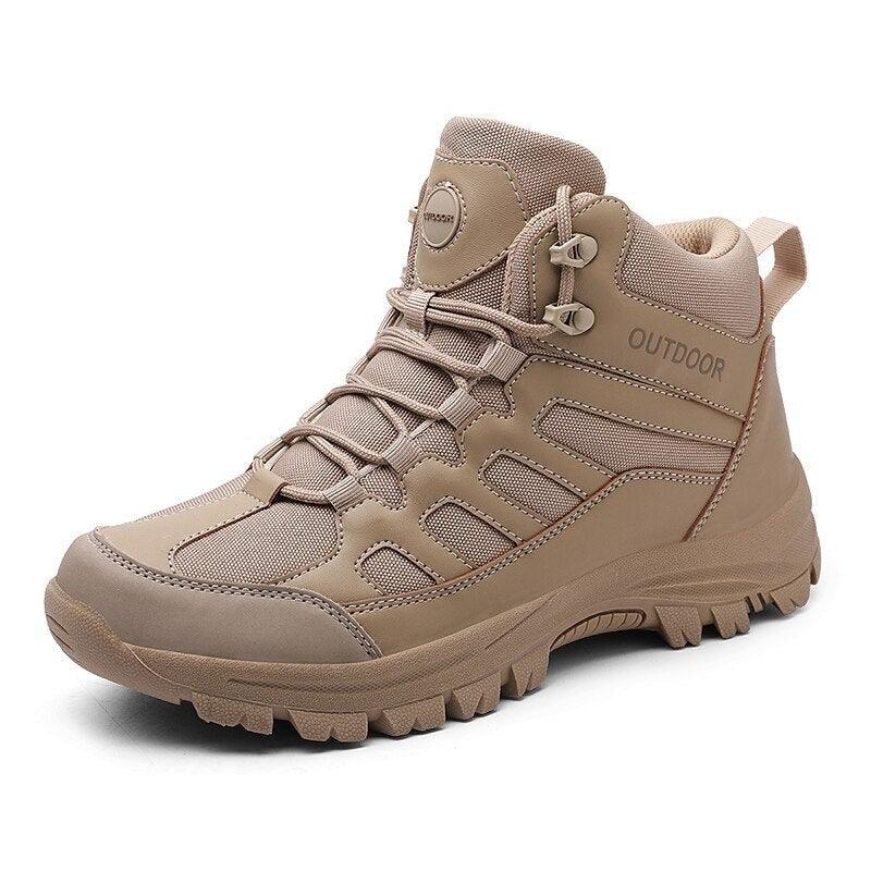 Chaussures de marche hiver homme, bottes de randonnée d'extérieur, chaussures d'hiver décontractées de travail, bottines en caoutchouc, chaussures de camping respirantes et résistantes à l'eau, chaussures de marche antidérapantes pour homme.