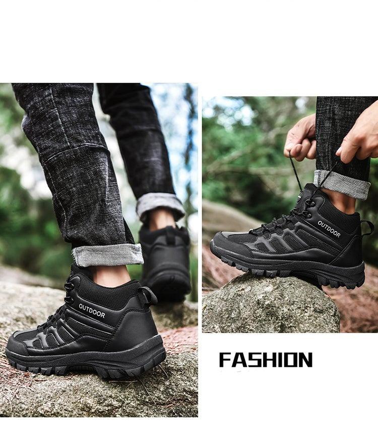 Chaussures de marche hiver homme, bottes de randonnée d'extérieur, chaussures d'hiver décontractées de travail, bottines en caoutchouc, chaussures de camping respirantes et résistantes à l'eau, chaussures de marche antidérapantes pour homme.