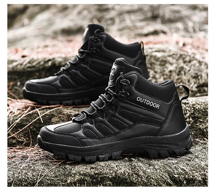Chaussures de marche hiver homme, bottes de randonnée d'extérieur, chaussures d'hiver décontractées de travail, bottines en caoutchouc, chaussures de camping respirantes et résistantes à l'eau, chaussures de marche antidérapantes pour homme.