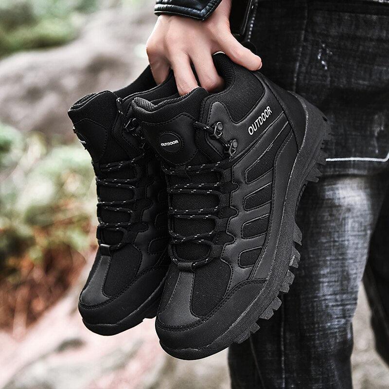 Chaussures de marche hiver homme, bottes de randonnée d'extérieur, chaussures d'hiver décontractées de travail, bottines en caoutchouc, chaussures de camping respirantes et résistantes à l'eau, chaussures de marche antidérapantes pour homme.
