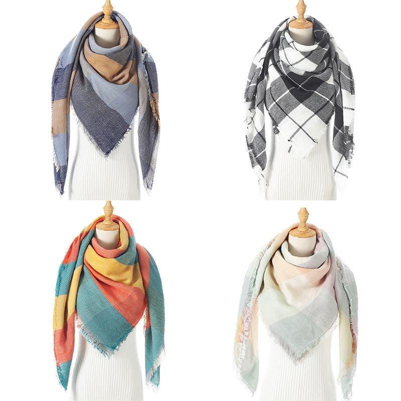Chaud Hiver Doux Bandana Plaid Chaud Couvre-chef Foulards Triangulaires Écharpe Cachemire Écharpe Tricotée Châles Hijabs Châles Écharpe Élégante Cachemire Écharpe Couvre-chef Bandana Couverture Châles Enveloppes Pour Femme