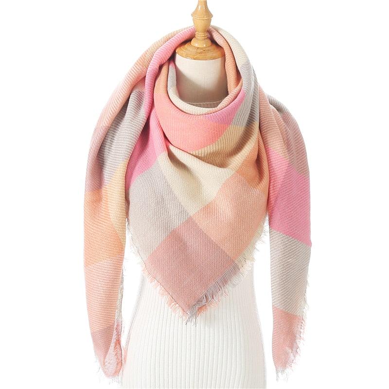 Chaud Hiver Doux Bandana Plaid Chaud Couvre-chef Foulards Triangulaires Écharpe Cachemire Écharpe Tricotée Châles Hijabs Châles Écharpe Élégante Cachemire Écharpe Couvre-chef Bandana Couverture Châles Enveloppes Pour Femme