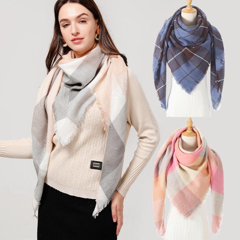 Chaud Hiver Doux Bandana Plaid Chaud Couvre-chef Foulards Triangulaires Écharpe Cachemire Écharpe Tricotée Châles Hijabs Châles Écharpe Élégante Cachemire Écharpe Couvre-chef Bandana Couverture Châles Enveloppes Pour Femme