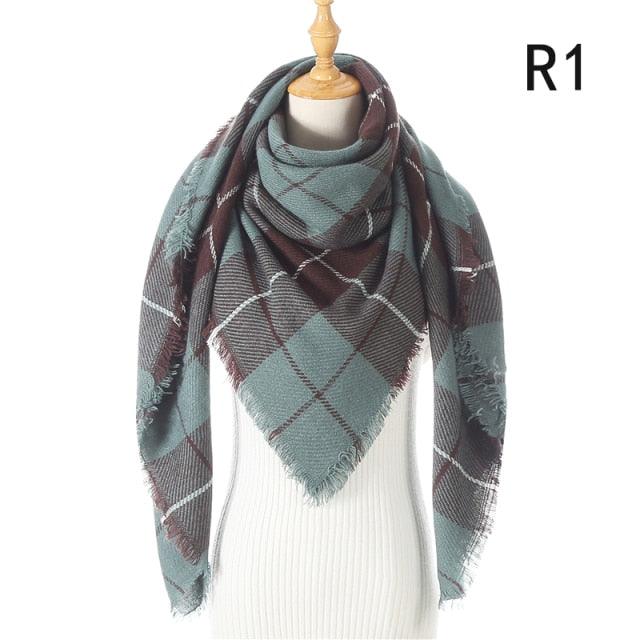 Chaud Hiver Doux Bandana Plaid Chaud Couvre-chef Foulards Triangulaires Écharpe Cachemire Écharpe Tricotée Châles Hijabs Châles Écharpe Élégante Cachemire Écharpe Couvre-chef Bandana Couverture Châles Enveloppes Pour Femme