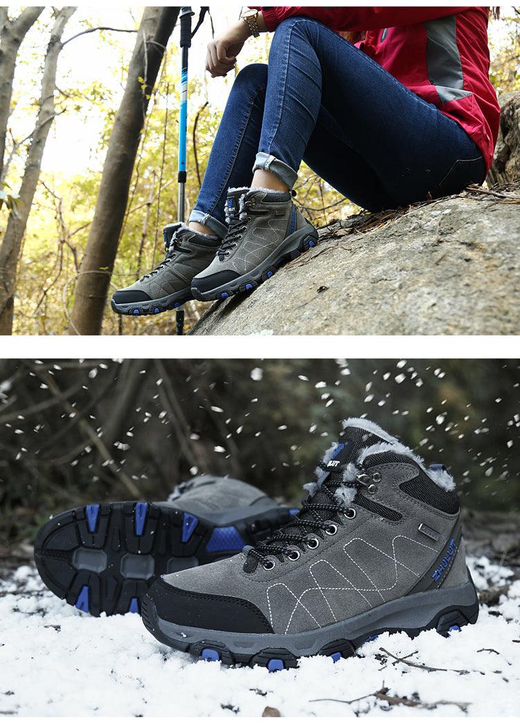 Bottes de sport d'hiver chaudes pour hommes Chaussures de randonnée antidérapantes pour hommes Bottes de sport pour hommes et femmes Chaussures de chasse extérieures montantes à lacets antidérapantes Bottines décontractées au design robuste