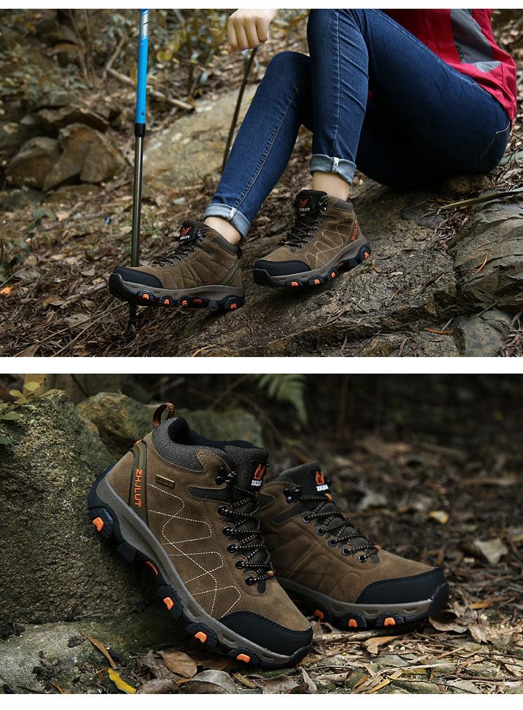 Bottes de sport d'hiver chaudes pour hommes Chaussures de randonnée antidérapantes pour hommes Bottes de sport pour hommes et femmes Chaussures de chasse extérieures montantes à lacets antidérapantes Bottines décontractées au design robuste