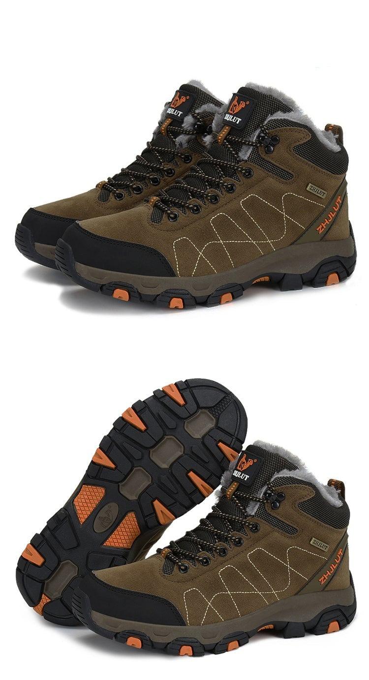 Bottes de sport d'hiver chaudes pour hommes Chaussures de randonnée antidérapantes pour hommes Bottes de sport pour hommes et femmes Chaussures de chasse extérieures montantes à lacets antidérapantes Bottines décontractées au design robuste