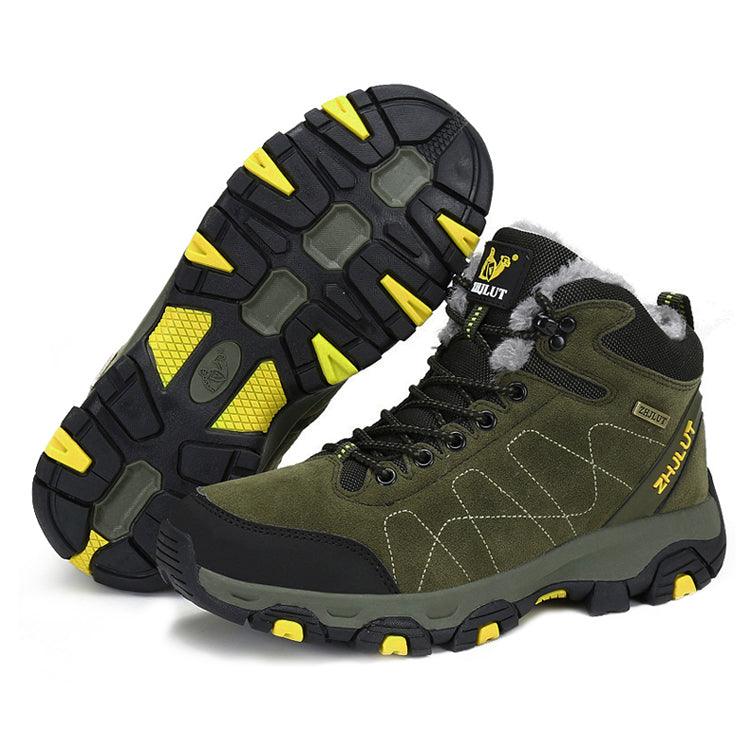 Bottes de sport d'hiver chaudes pour hommes Chaussures de randonnée antidérapantes pour hommes Bottes de sport pour hommes et femmes Chaussures de chasse extérieures montantes à lacets antidérapantes Bottines décontractées au design robuste
