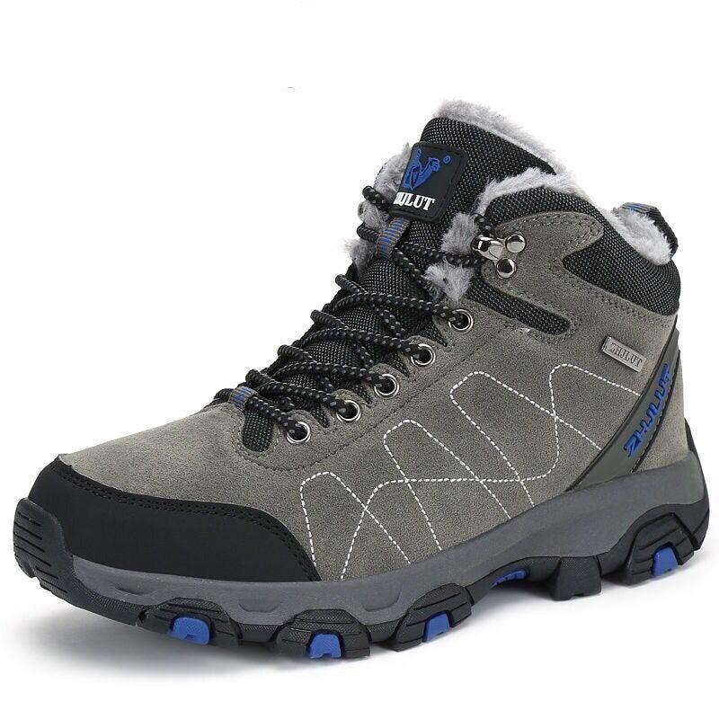 Bottes de sport d'hiver chaudes pour hommes Chaussures de randonnée antidérapantes pour hommes Bottes de sport pour hommes et femmes Chaussures de chasse extérieures montantes à lacets antidérapantes Bottines décontractées au design robuste