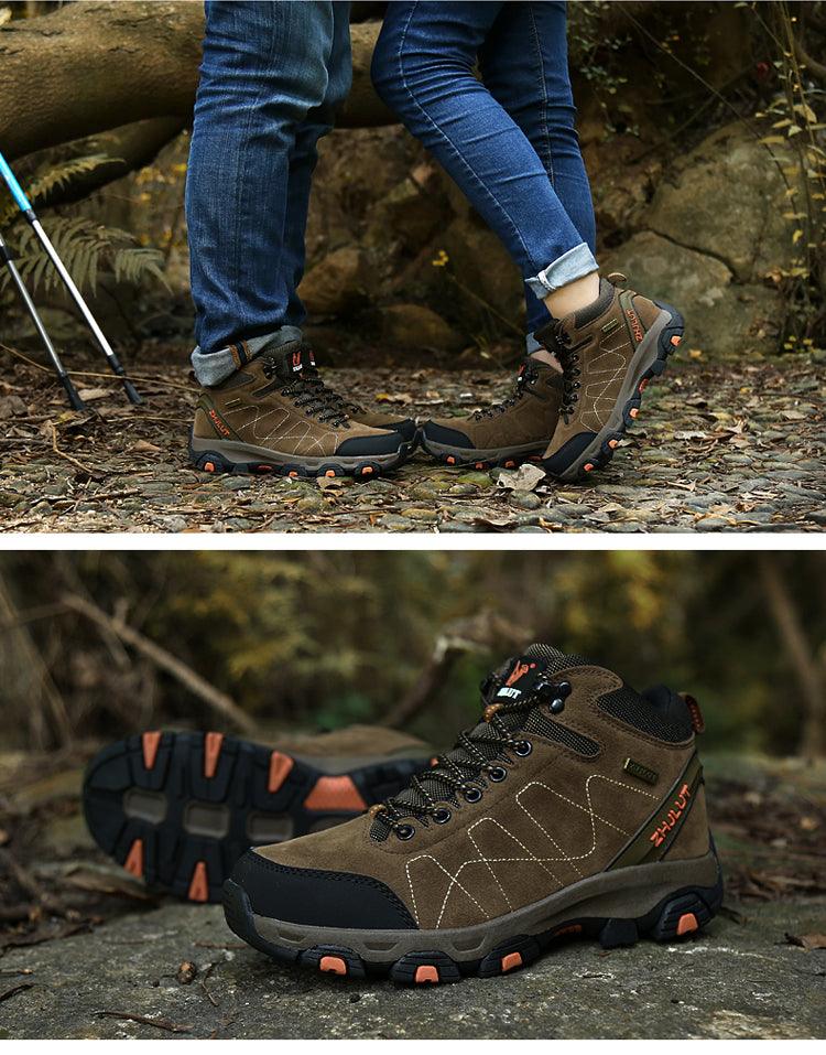 Bottes de sport d'hiver chaudes pour hommes Chaussures de randonnée antidérapantes pour hommes Bottes de sport pour hommes et femmes Chaussures de chasse extérieures montantes à lacets antidérapantes Bottines décontractées au design robuste