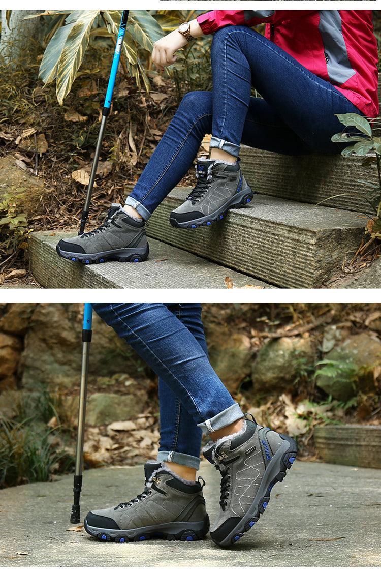 Bottes de sport d'hiver chaudes pour hommes Chaussures de randonnée antidérapantes pour hommes Bottes de sport pour hommes et femmes Chaussures de chasse extérieures montantes à lacets antidérapantes Bottines décontractées au design robuste