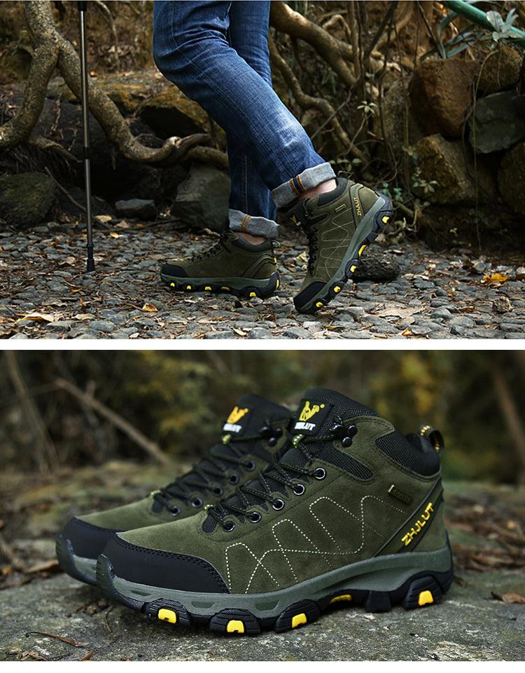 Bottes de sport d'hiver chaudes pour hommes Chaussures de randonnée antidérapantes pour hommes Bottes de sport pour hommes et femmes Chaussures de chasse extérieures montantes à lacets antidérapantes Bottines décontractées au design robuste