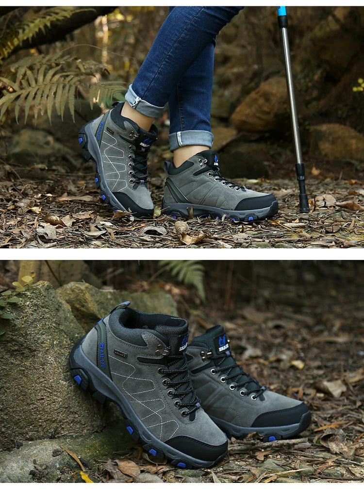 Bottes de sport d'hiver chaudes pour hommes Chaussures de randonnée antidérapantes pour hommes Bottes de sport pour hommes et femmes Chaussures de chasse extérieures montantes à lacets antidérapantes Bottines décontractées au design robuste