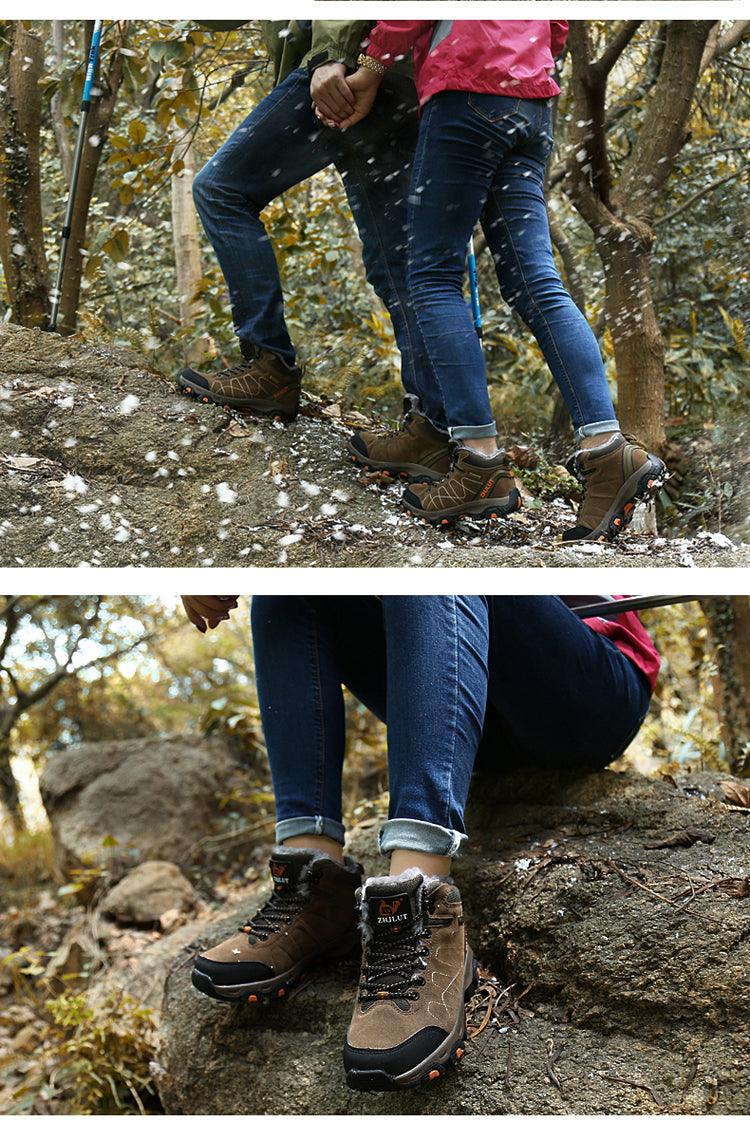 Bottes de sport d'hiver chaudes pour hommes Chaussures de randonnée antidérapantes pour hommes Bottes de sport pour hommes et femmes Chaussures de chasse extérieures montantes à lacets antidérapantes Bottines décontractées au design robuste