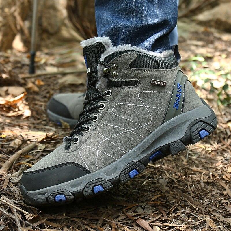 Bottes de sport d'hiver chaudes pour hommes Chaussures de randonnée antidérapantes pour hommes Bottes de sport pour hommes et femmes Chaussures de chasse extérieures montantes à lacets antidérapantes Bottines décontractées au design robuste