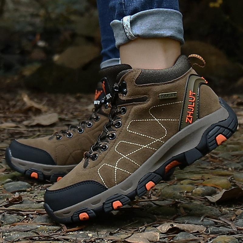 Bottes de sport d'hiver chaudes pour hommes Chaussures de randonnée antidérapantes pour hommes Bottes de sport pour hommes et femmes Chaussures de chasse extérieures montantes à lacets antidérapantes Bottines décontractées au design robuste