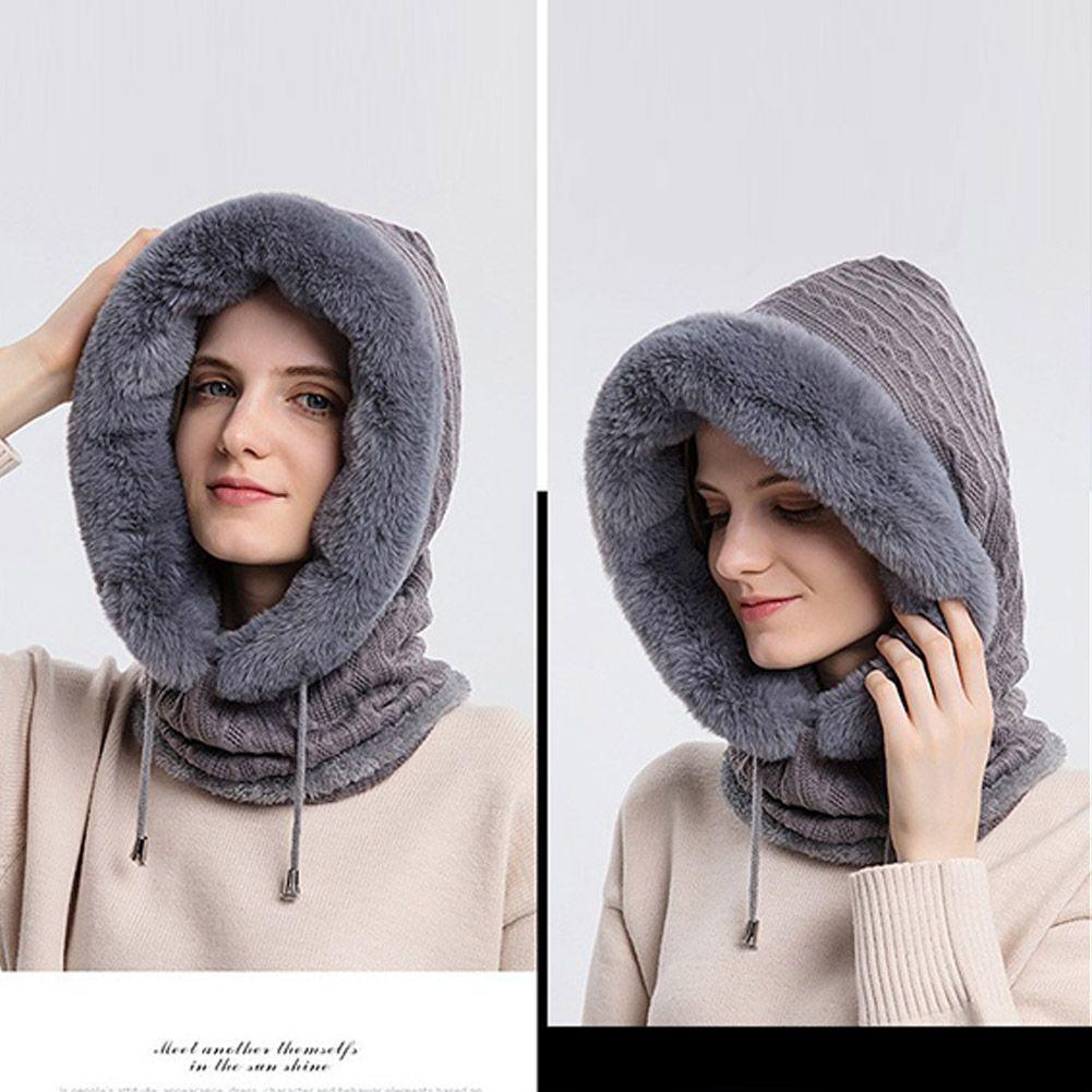 Bonnet de ski tricoté 3 en 1 pour femme avec écharpe cache-cou doublé polaire, cagoule, masque facial, cagoule adulte pour sports de plein air, masque facial d'hiver coupe-vent en polaire pour hommes et femmes, cagoule chaude, chapeau, écharpe