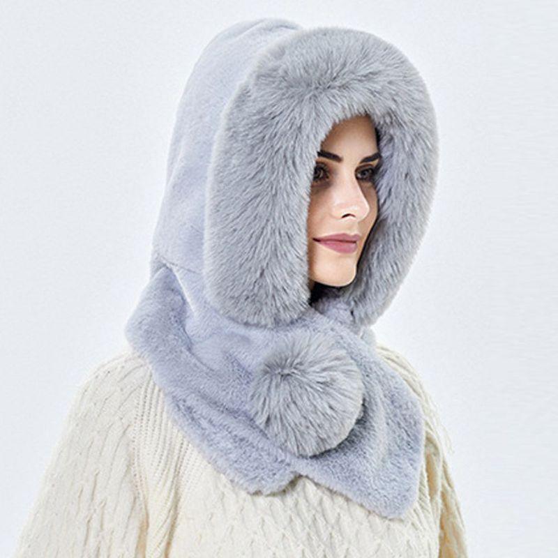 Bonnet de ski tricoté 3 en 1 pour femme avec écharpe cache-cou doublé polaire, cagoule, masque facial, cagoule adulte pour sports de plein air, masque facial d'hiver coupe-vent en polaire pour hommes et femmes, cagoule chaude, chapeau, écharpe