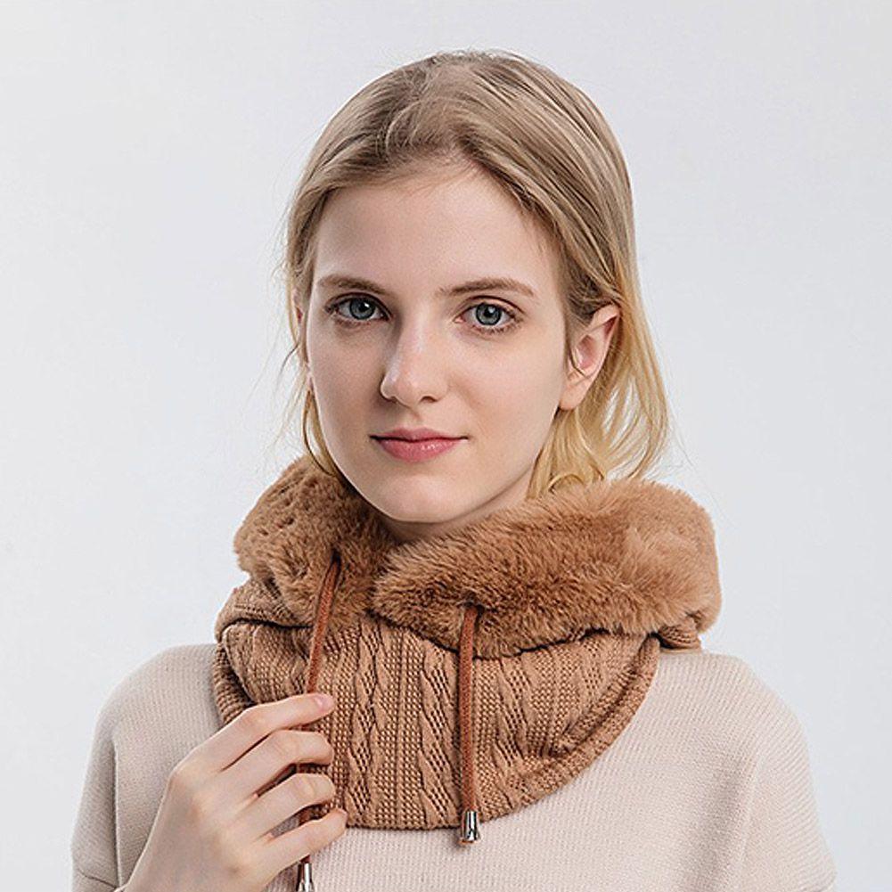 Bonnet de ski tricoté 3 en 1 pour femme avec écharpe cache-cou doublé polaire, cagoule, masque facial, cagoule adulte pour sports de plein air, masque facial d'hiver coupe-vent en polaire pour hommes et femmes, cagoule chaude, chapeau, écharpe