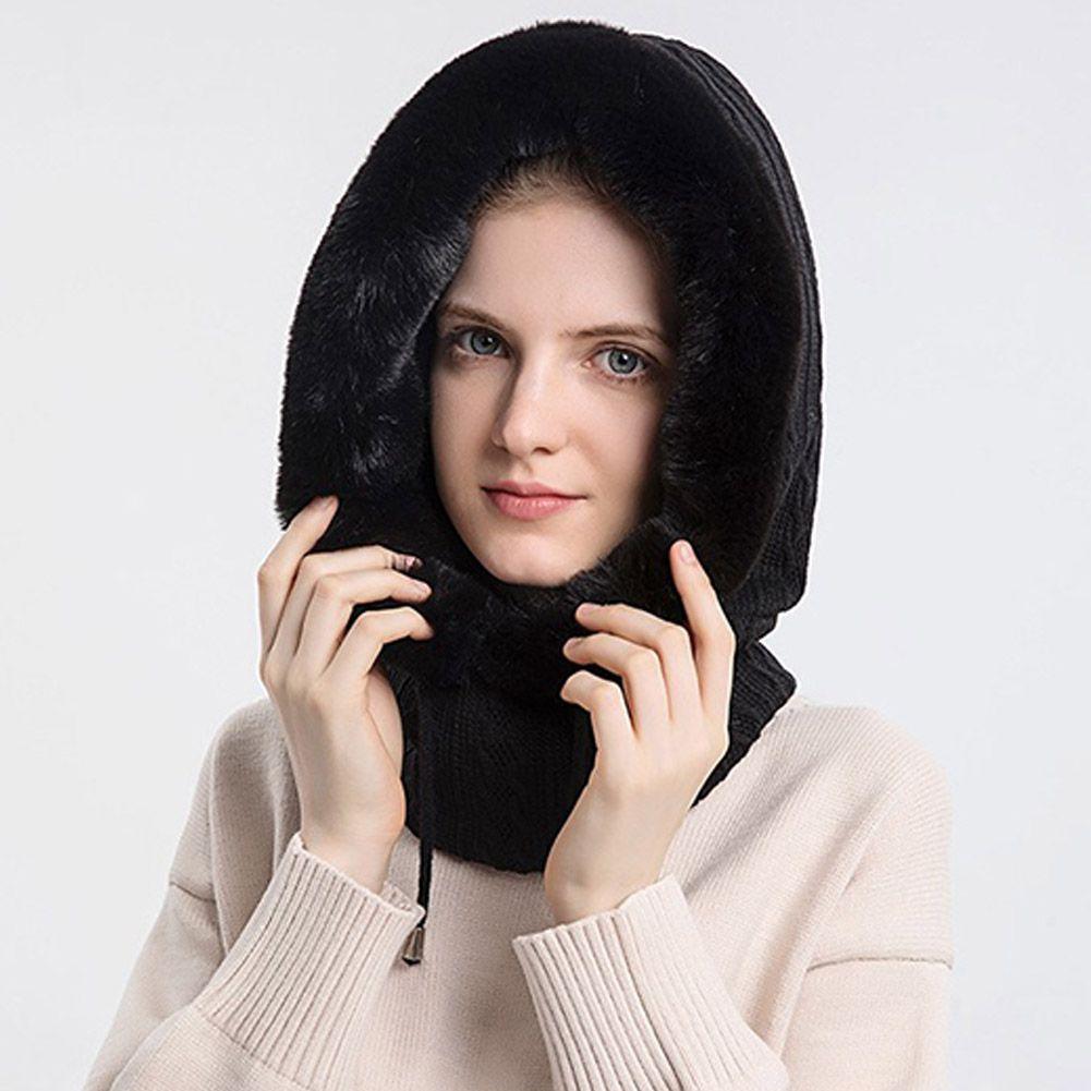 Bonnet de ski tricoté 3 en 1 pour femme avec écharpe cache-cou doublé polaire, cagoule, masque facial, cagoule adulte pour sports de plein air, masque facial d'hiver coupe-vent en polaire pour hommes et femmes, cagoule chaude, chapeau, écharpe