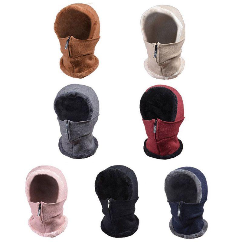 Bonnet de ski tricoté 3 en 1 pour femme avec écharpe cache-cou doublé polaire, cagoule, masque facial, cagoule adulte pour sports de plein air, masque facial d'hiver coupe-vent en polaire pour hommes et femmes, cagoule chaude, chapeau, écharpe