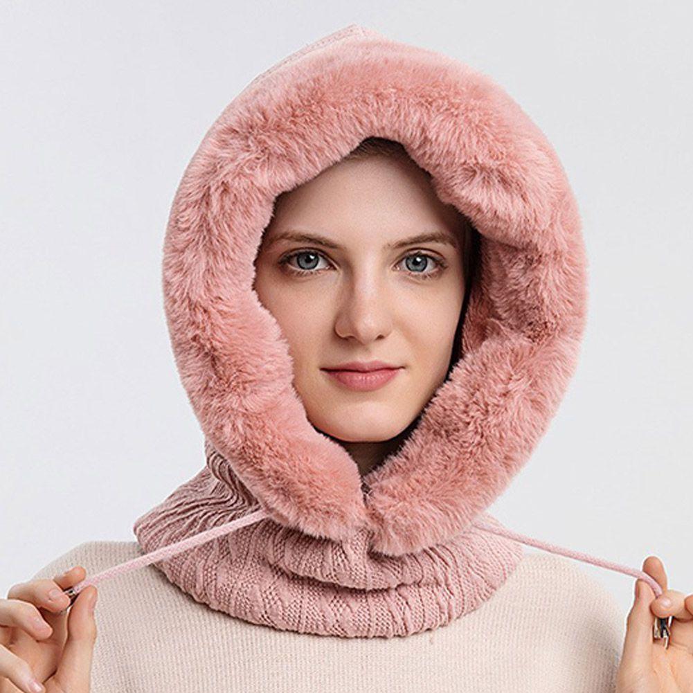Bonnet de ski tricoté 3 en 1 pour femme avec écharpe cache-cou doublé polaire, cagoule, masque facial, cagoule adulte pour sports de plein air, masque facial d'hiver coupe-vent en polaire pour hommes et femmes, cagoule chaude, chapeau, écharpe