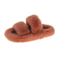 Pantoufles d'intérieur en fausse fourrure pour femmes - Chaussons chauds en peluche ouverts pour la maison, confortables et douillets, pour l'intérieur et l'extérieur.