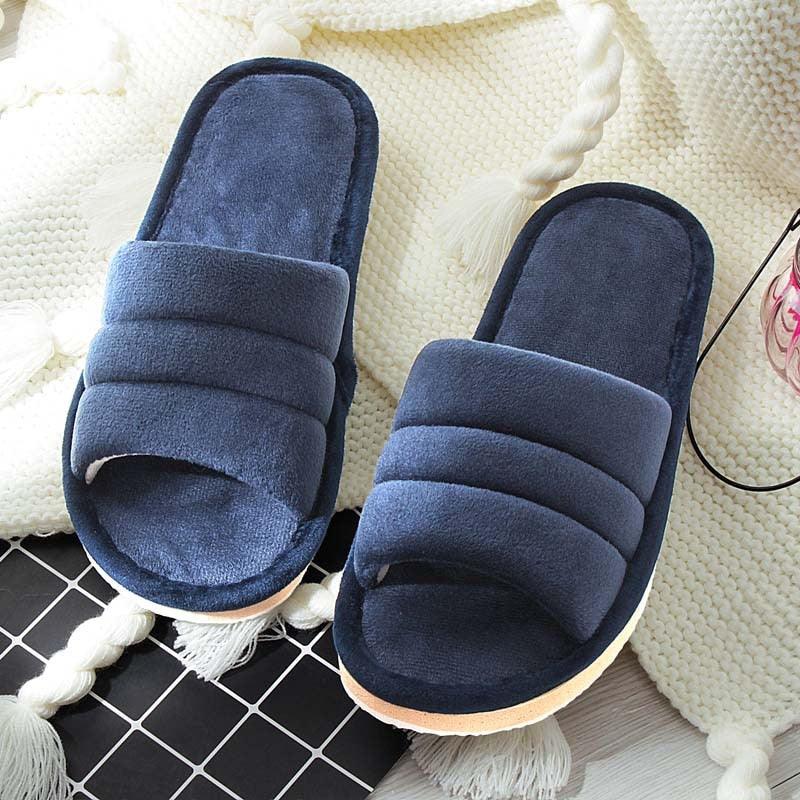 Pantoufles d'hiver femme Chaussons d'intérieur doux Tongs Peluche Chaude Sandales d'hôtel Antidérapantes Chambre Mousse à mémoire de forme Confortables Chaussons à enfiler avec semelle antidérapante