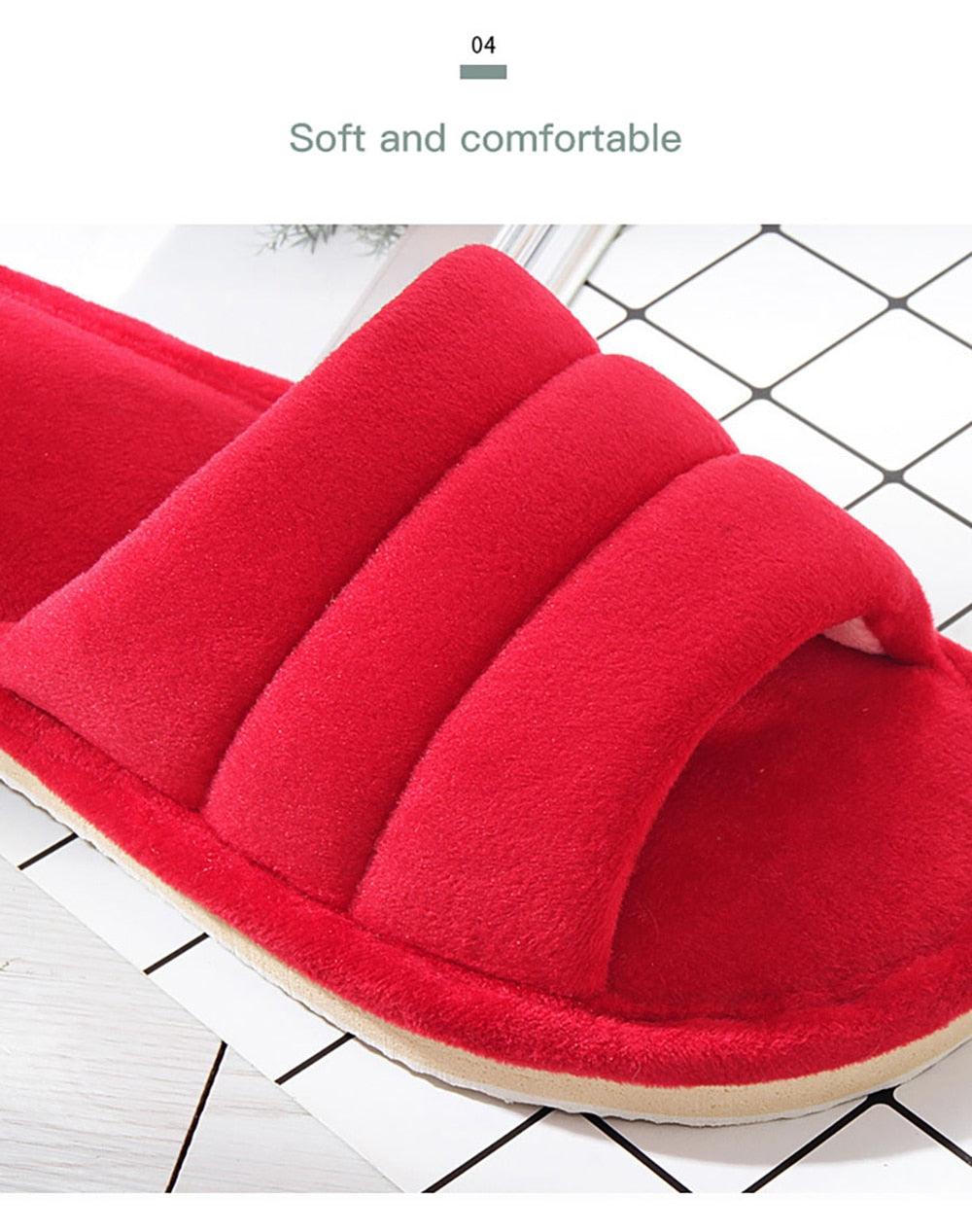 Pantoufles d'hiver femme Chaussons d'intérieur doux Tongs Peluche Chaude Sandales d'hôtel Antidérapantes Chambre Mousse à mémoire de forme Confortables Chaussons à enfiler avec semelle antidérapante