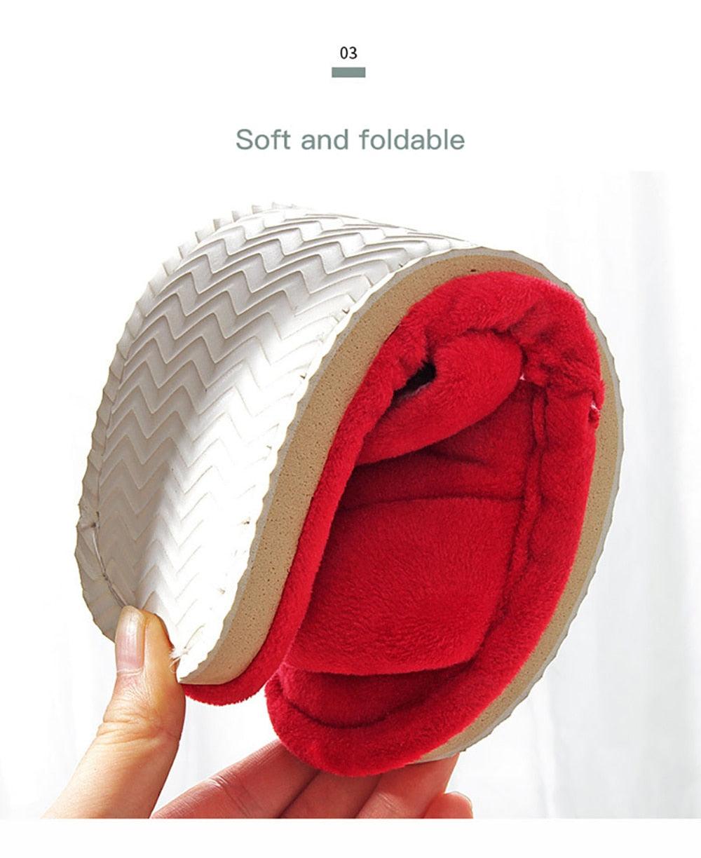 Pantoufles d'hiver femme Chaussons d'intérieur doux Tongs Peluche Chaude Sandales d'hôtel Antidérapantes Chambre Mousse à mémoire de forme Confortables Chaussons à enfiler avec semelle antidérapante