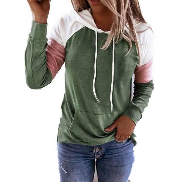 Sweat-shirts décontractés à capuche à manches longues pour femmes, coupe ample, avec blocs de couleur et poches