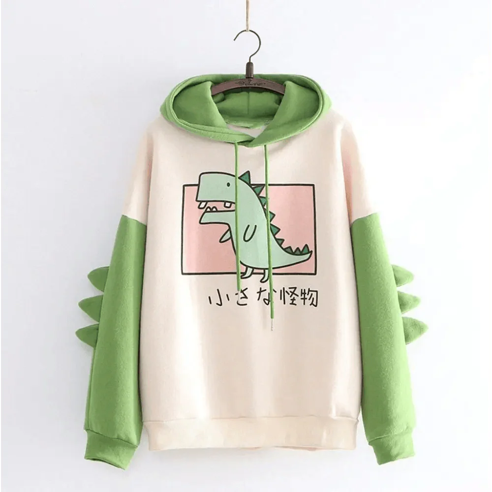 Sweat à capuche pour femme, imprimé dinosaure, manches longues, patchwork, survêtement, pull oversize, sweat à capuche pour femme, sweat à capuche imprimé mignon pour adolescentes, vêtements de sport junior, hauts à manches longues avec capuche