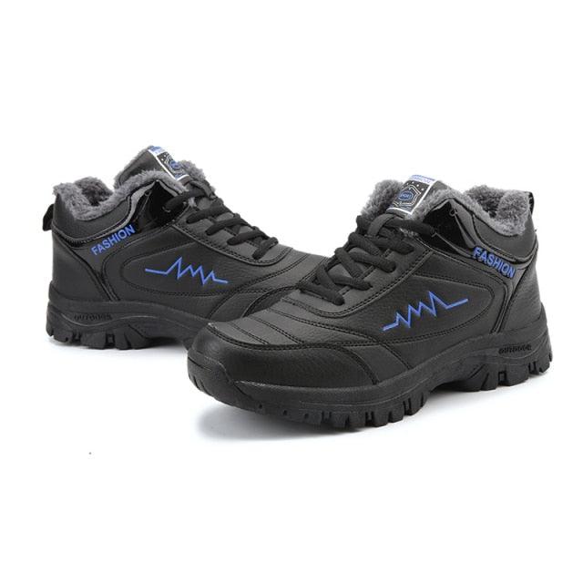 Bottes d'hiver pour femmes et hommes, chaussures chaudes en peluche, baskets imperméables pour l'extérieur, bottes de neige montantes, bottes de randonnée décontractées en cuir, bottes de trekking d'extérieur, bottes de randonnée mi-hautes pour hommes.