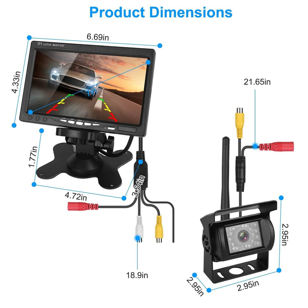 Système de caméra de recul sans fil Kit moniteur de vue arrière pour véhicule